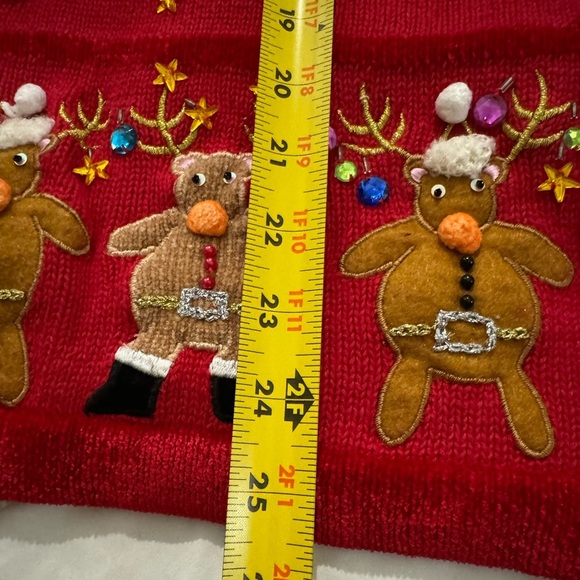 Quacker Factory VTG ZipUp Reindeer Cardigan Sweater Ugly Christmas Grannycore SM - Picture 10 of 14